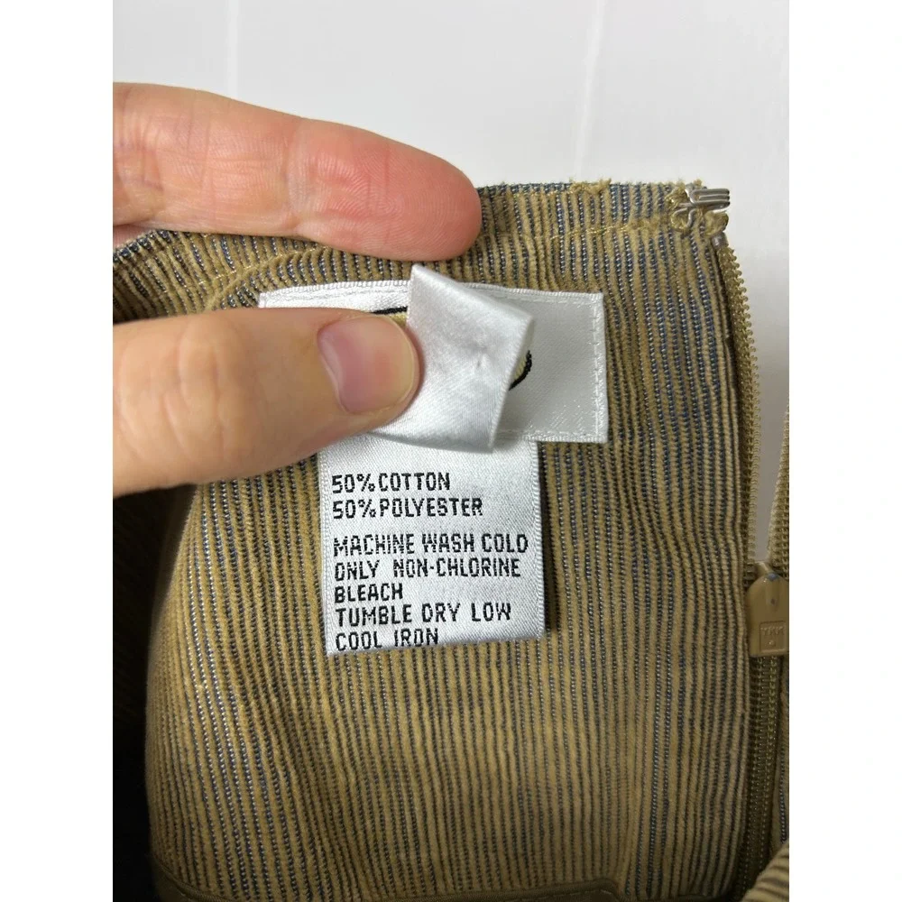 Vintage‎ Talbots Skirt Women's 10 A Line corduroy Tan Blue Frayed Hem modest